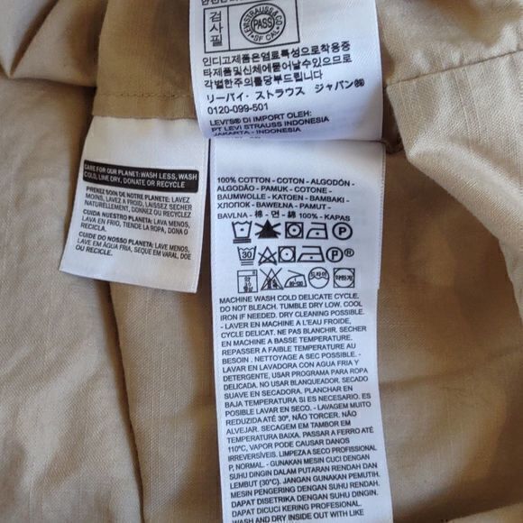 Levi's Cotton Mandarin Collar Bishop Sleeve Khaki Button Up Sz 2X New‎ - Picture 11 of 12